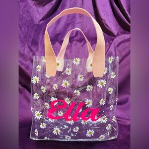 🌼 Clear Daisy Tote Bag with Pink Script 🌼